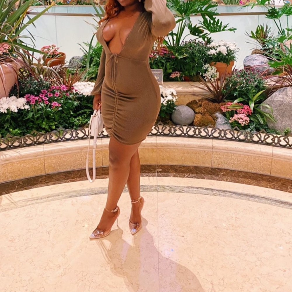 PLT Olive Green Bodycon Dress